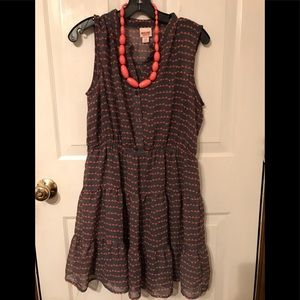 Sleeveless Dress- Grey and Coral-Mossimo - Large
